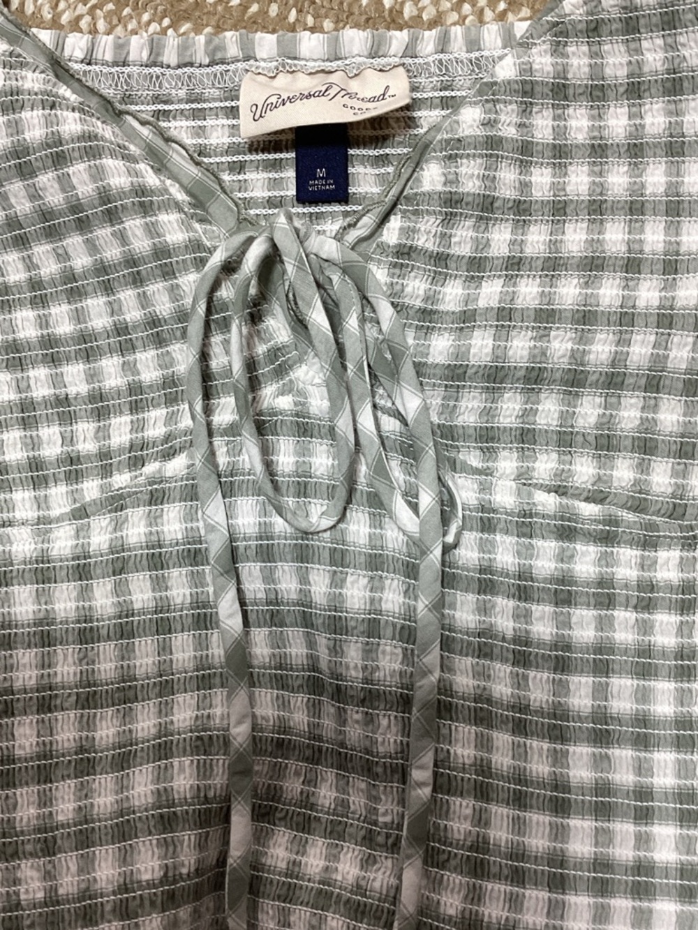 Universal Thread Medium Sage Green Gingham Maxi Dress - Picture 8 of 12